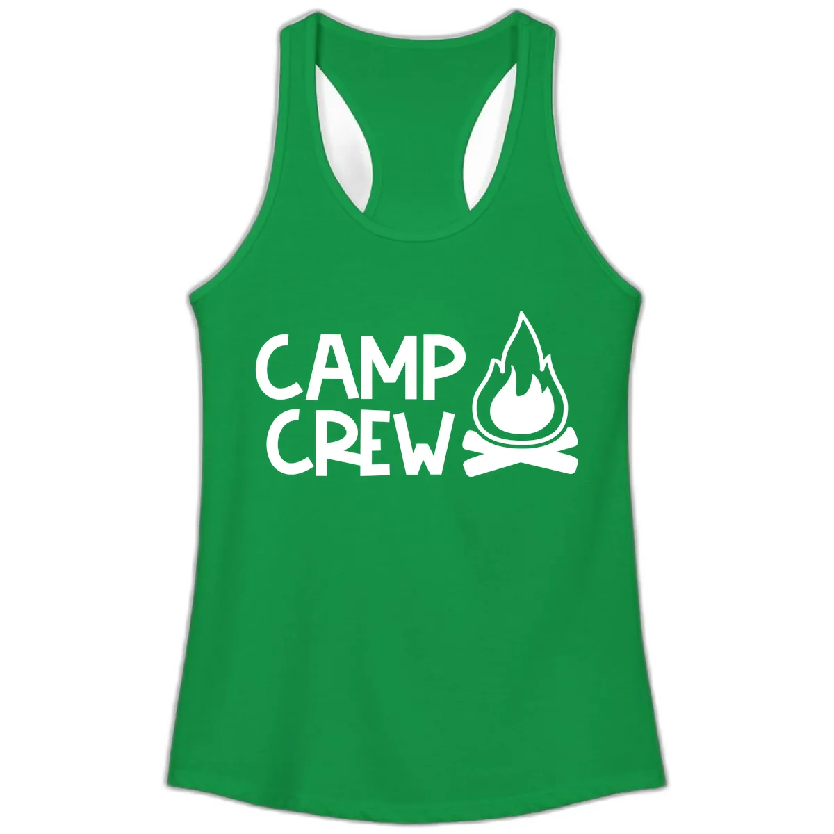 Camp Crew Campfire Ladies Tank in Solid Kelly Green