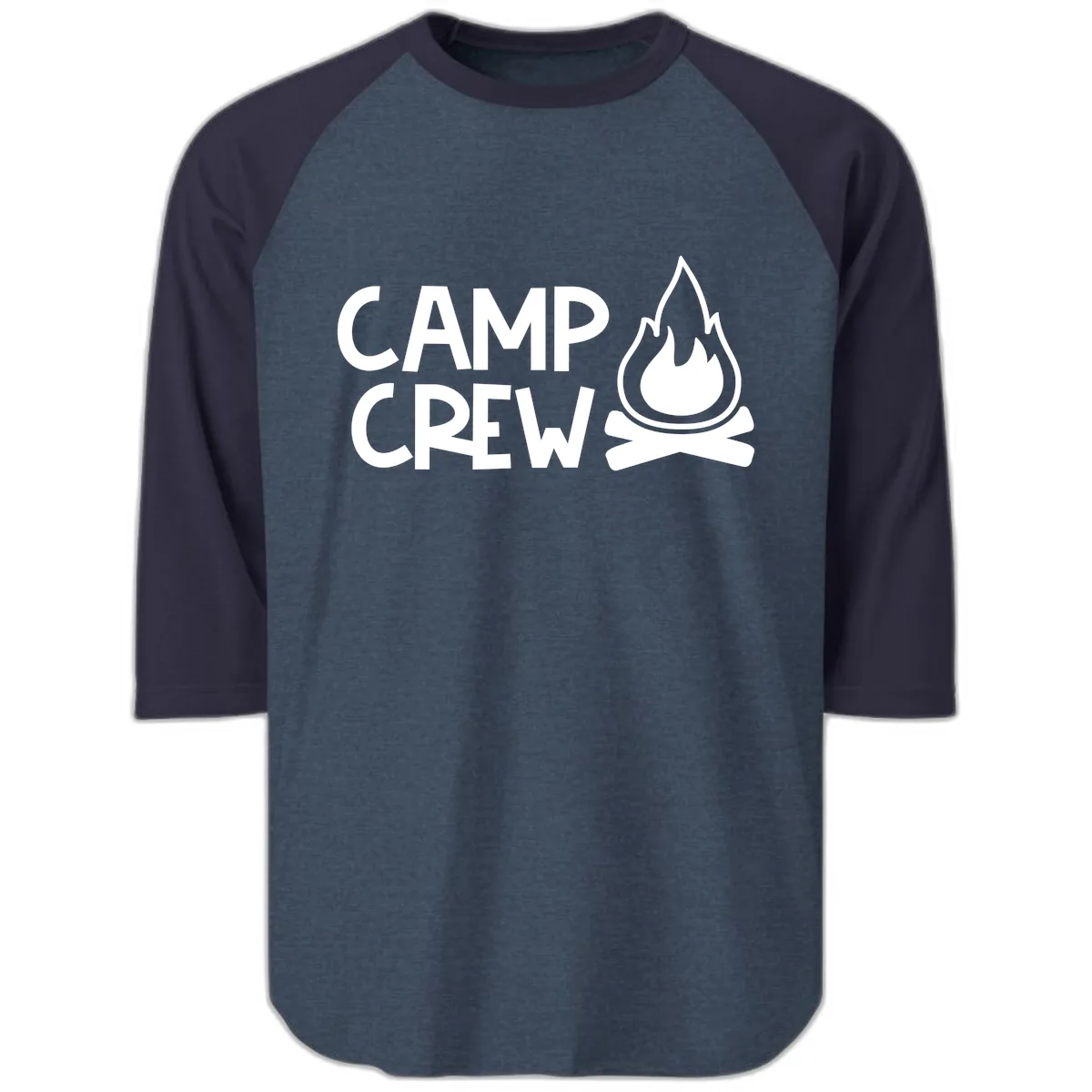 Camp Crew Campfire Raglan 3/4 in Heather Denim Navy