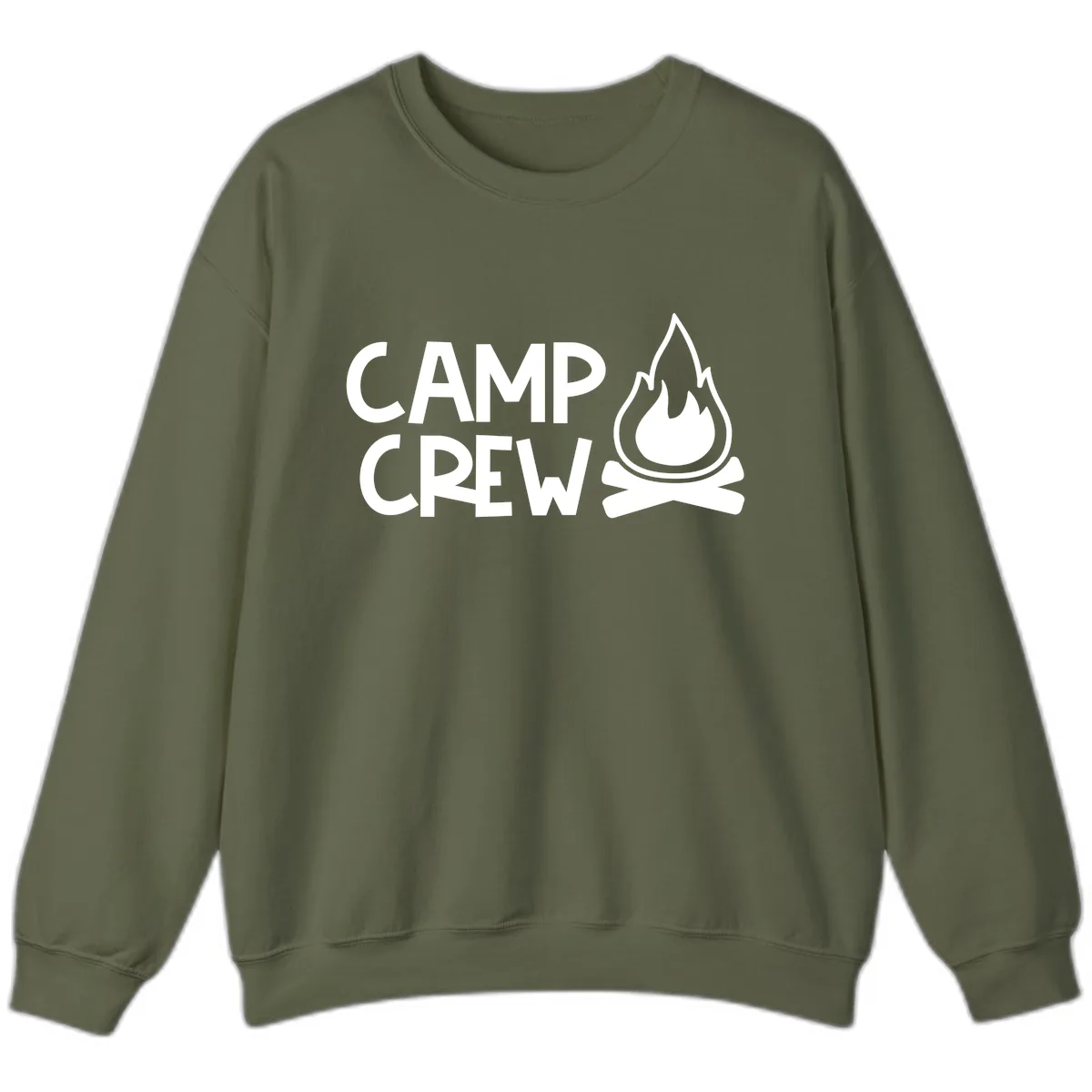 Camp Crew Campfire Sweatshirt in Military Green