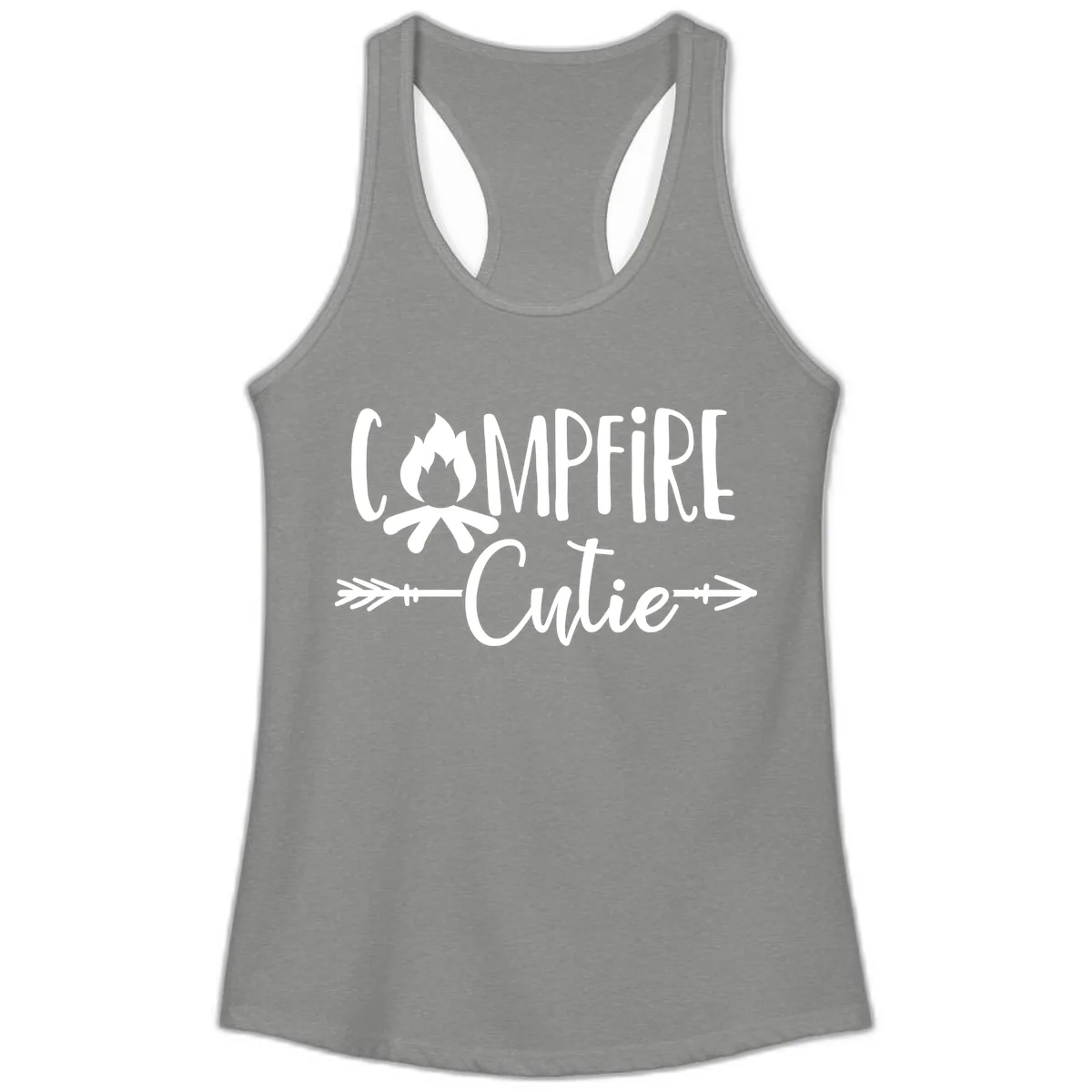 Campfire Cutie Ladies Tank in Heather Grey