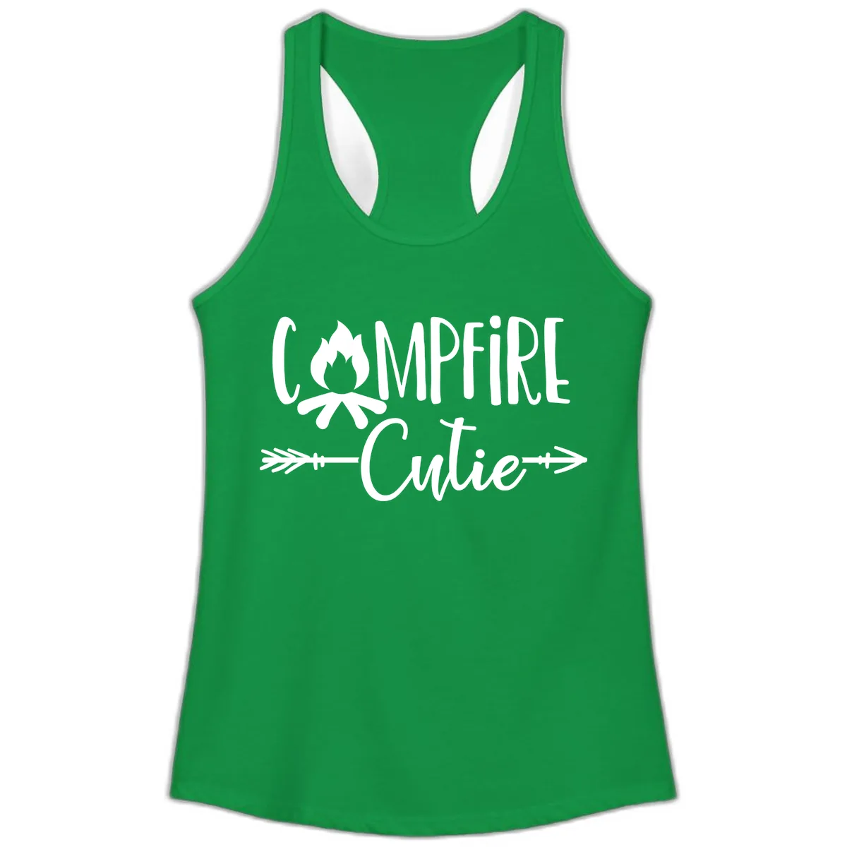 Campfire Cutie Ladies Tank in Solid Kelly Green