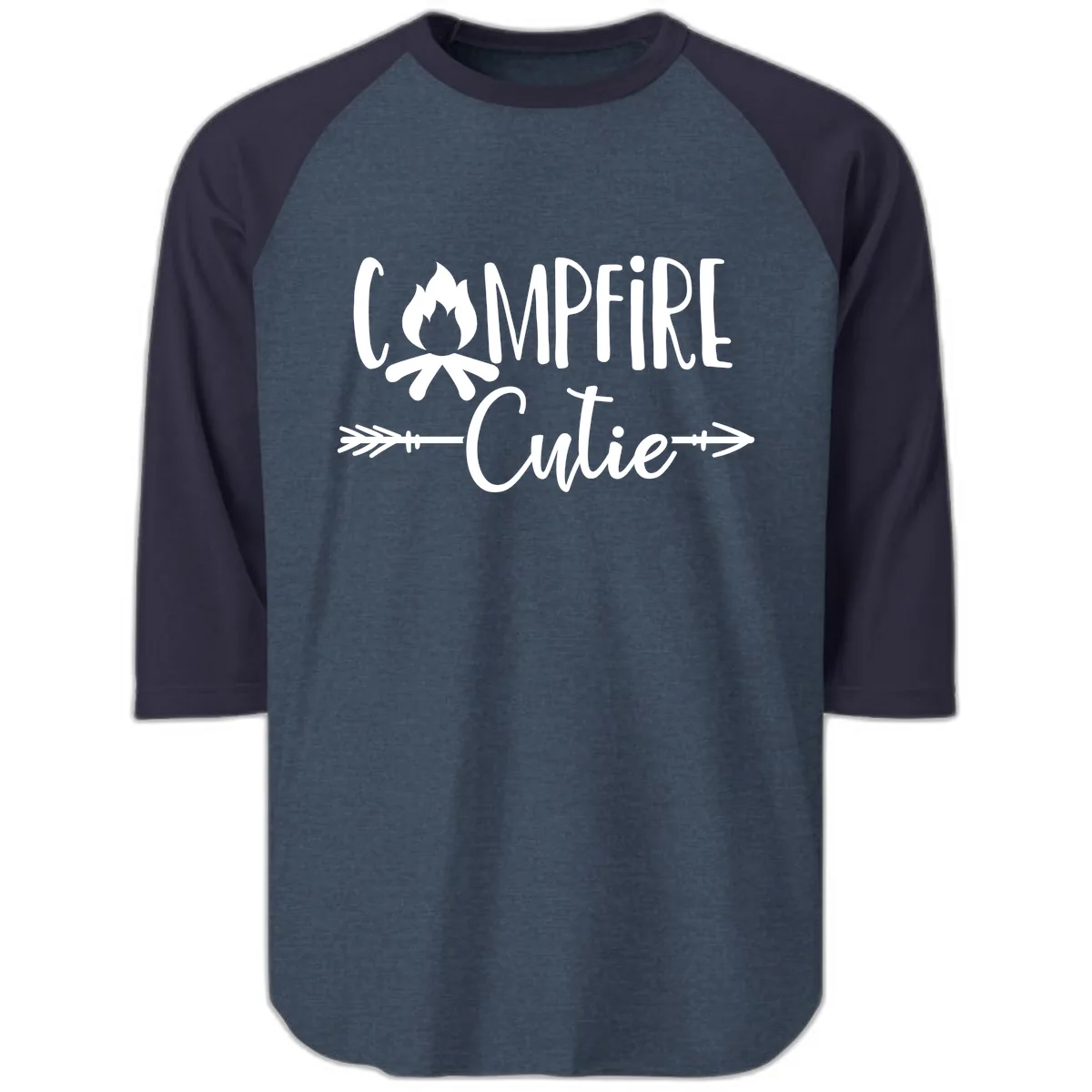 Campfire Cutie Raglan 3/4 in Heather Denim Navy