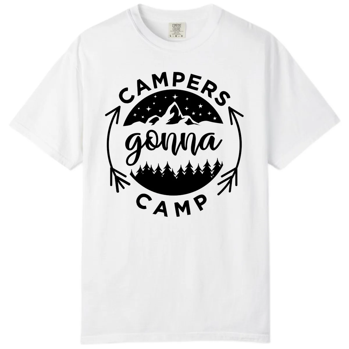 Campers Gonna Camp Mountain Badge Comfort Color in White
