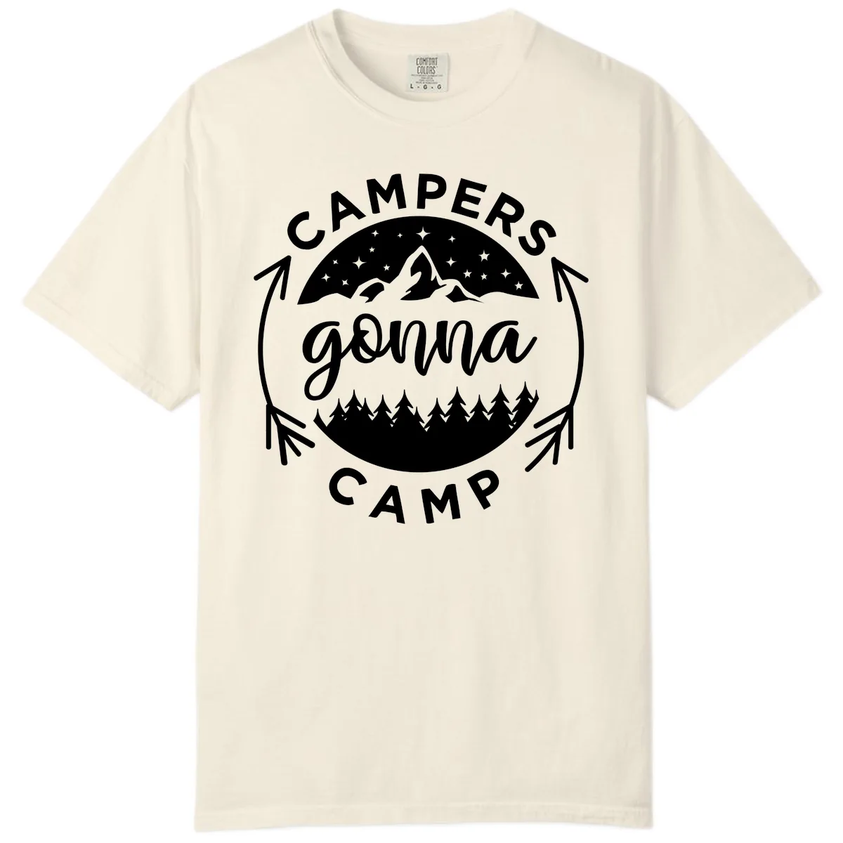 Campers Gonna Camp Mountain Badge Comfort Color in Ivory