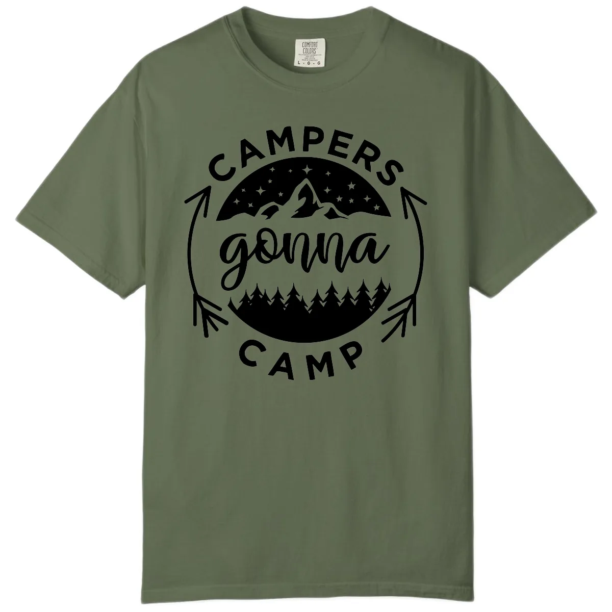 Campers Gonna Camp Mountain Badge Comfort Color in Sage