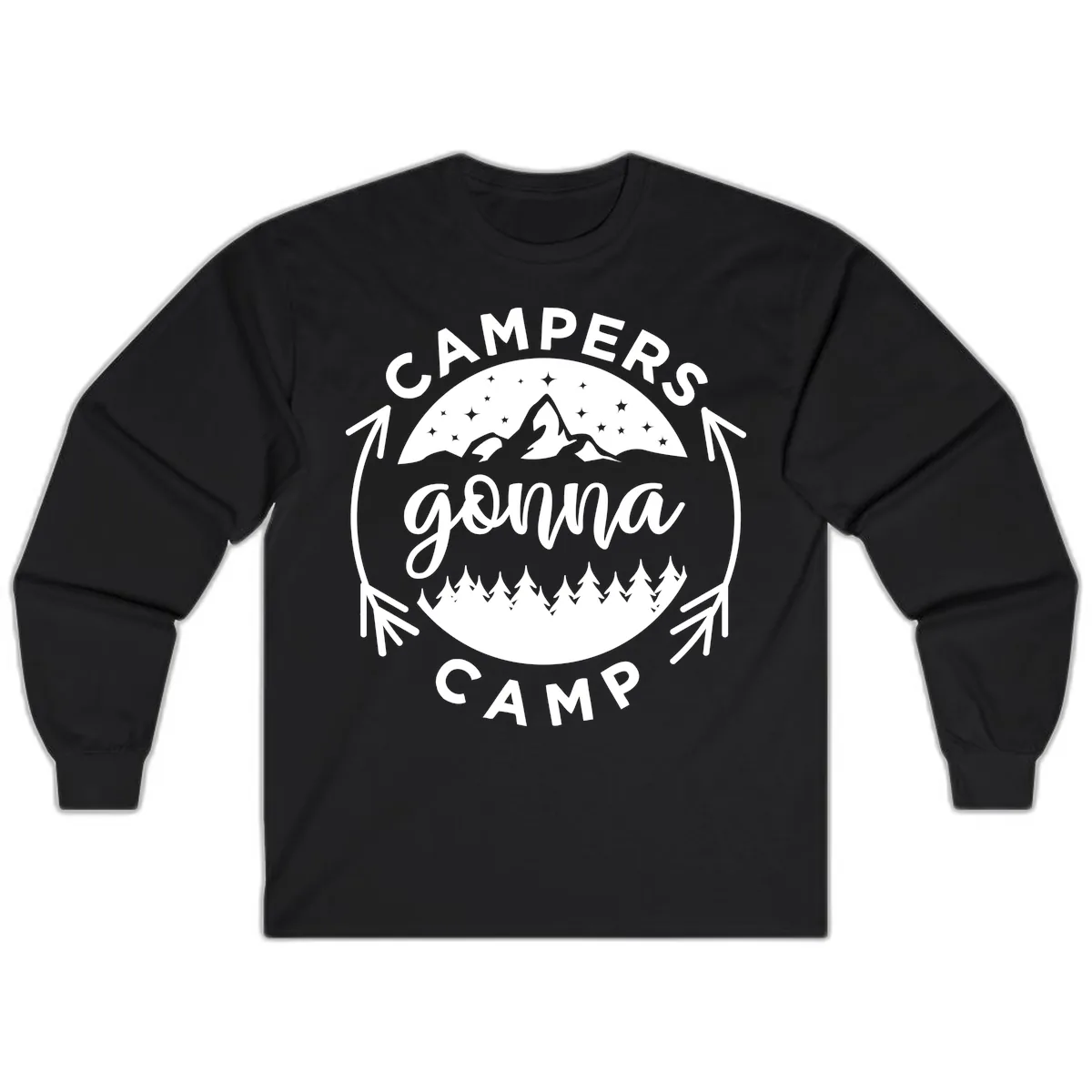 Campers Gonna Camp Mountain Badge Long Sleeve in Black