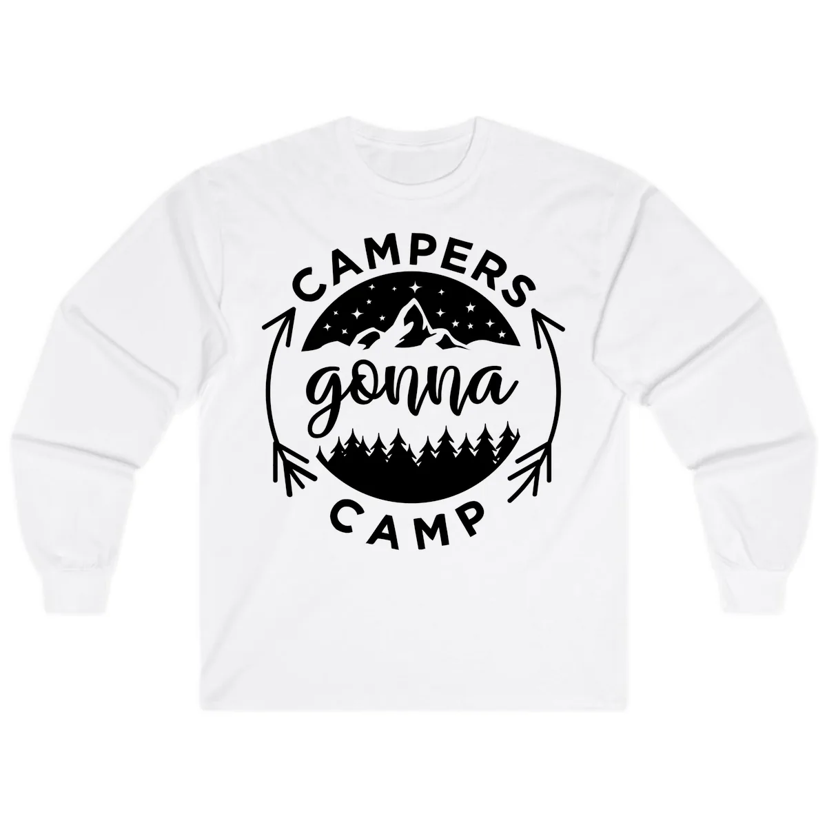 Campers Gonna Camp Mountain Badge Long Sleeve in White