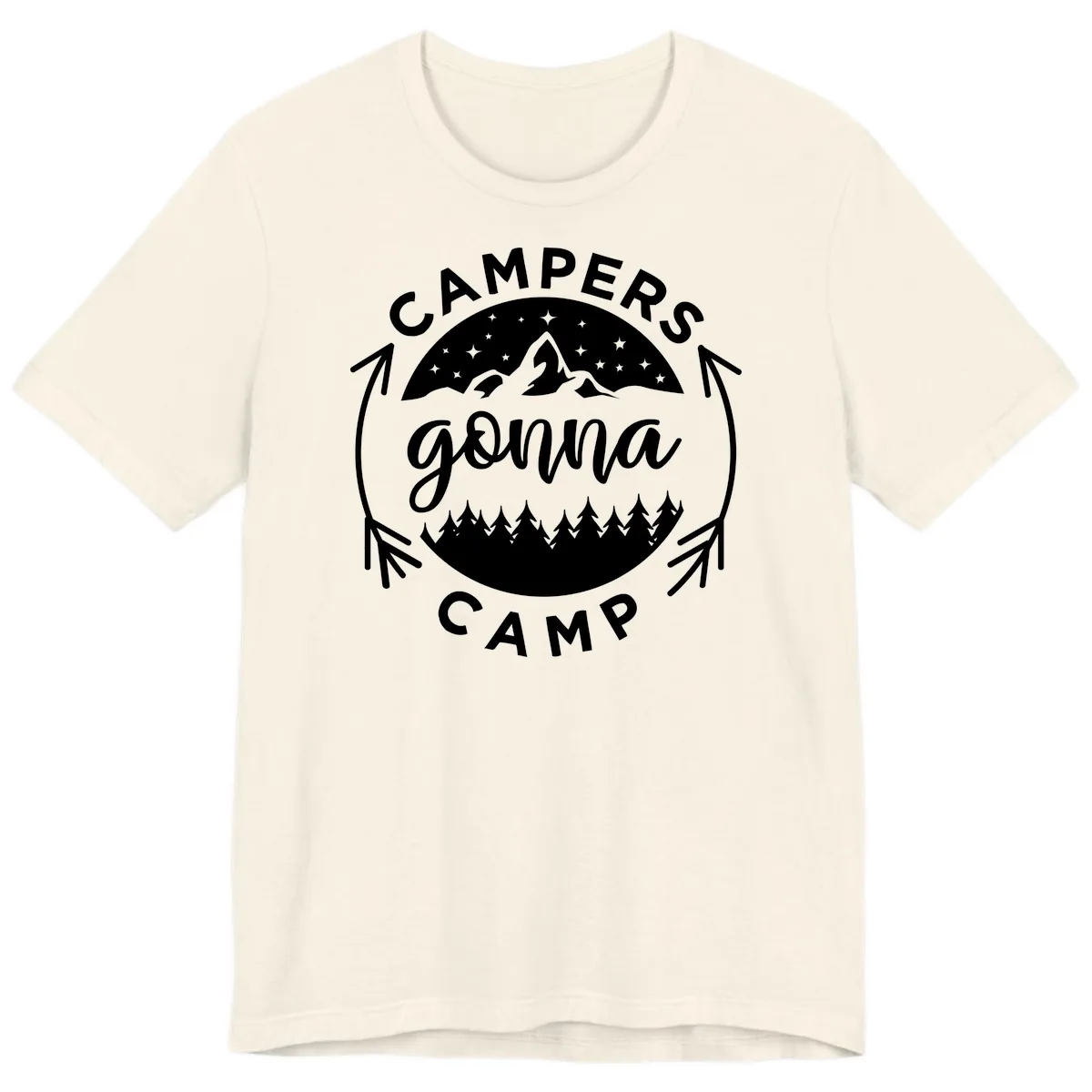 Campers Gonna Camp Mountain Badge Premium T-Shirt in Natural