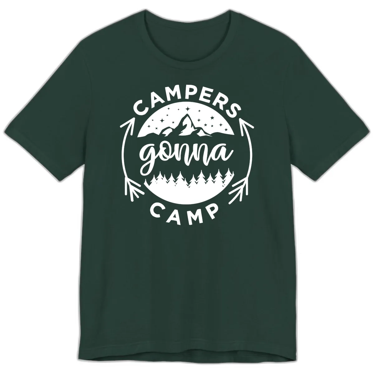 Campers Gonna Camp Mountain Badge Premium T-Shirt in Forest