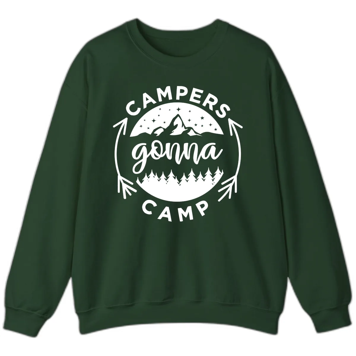 Campers Gonna Camp Mountain Badge Sweatshirt in Forest Green