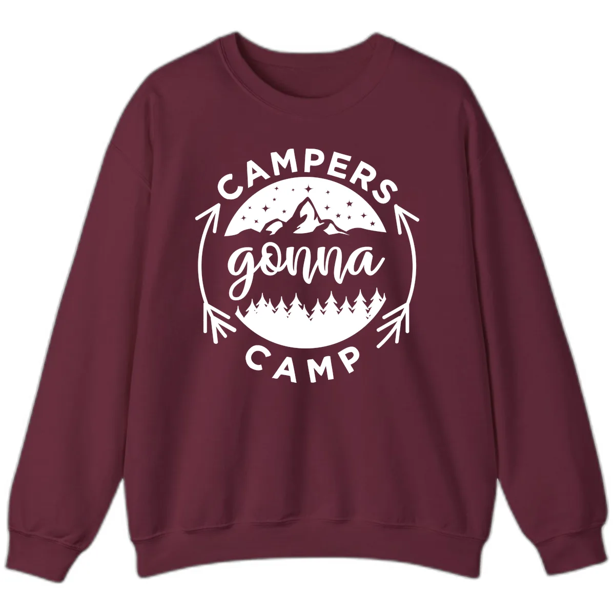 Campers Gonna Camp Mountain Badge Sweatshirt in Maroon