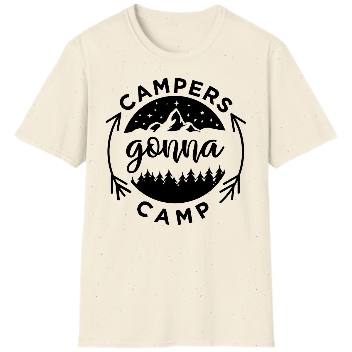 Campers Gonna Camp Mountain Badge T-Shirt in Natural