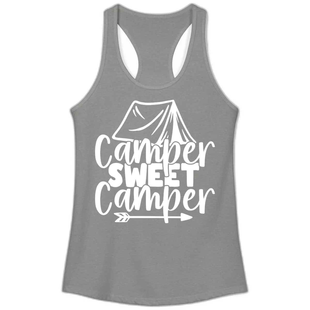 Camper Sweet Camper Ladies Tank in Heather Grey