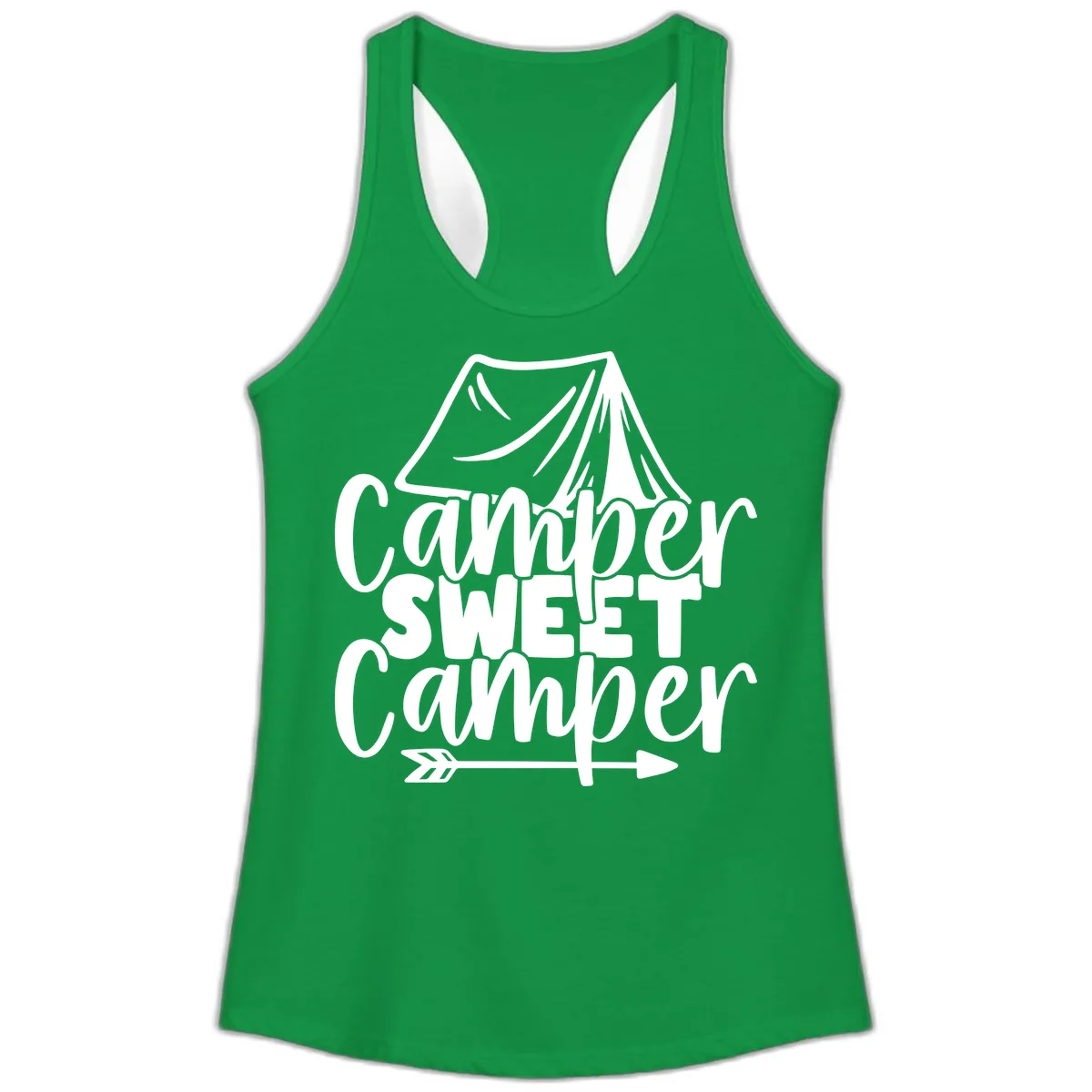 Camper Sweet Camper Ladies Tank in Solid Kelly Green