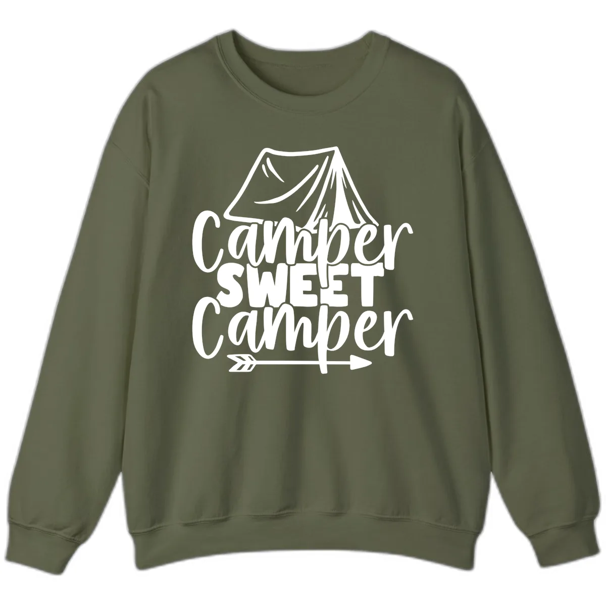 Camper Sweet Camper Sweatshirt in Military Green