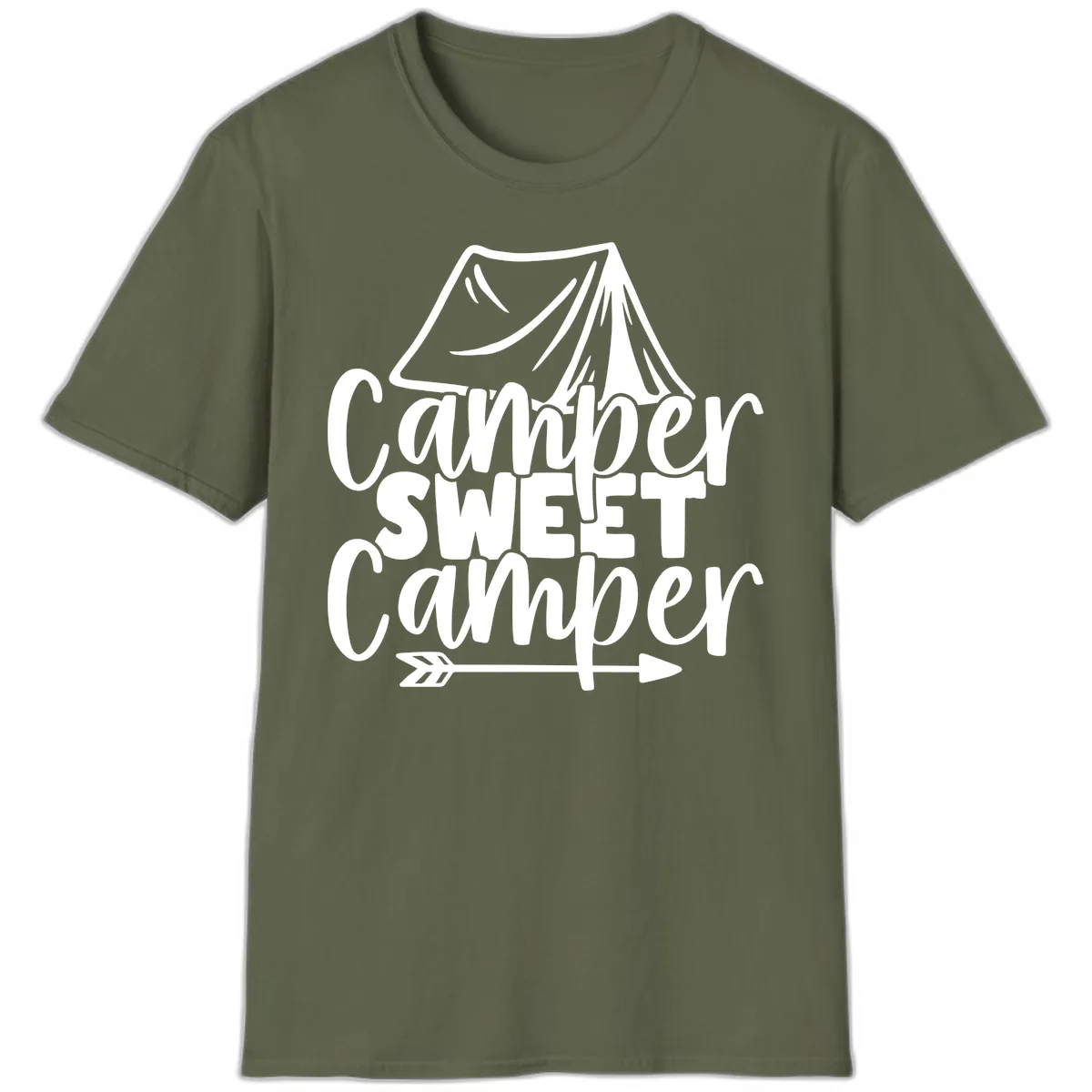 Camper Sweet Camper T-Shirt in Military Green