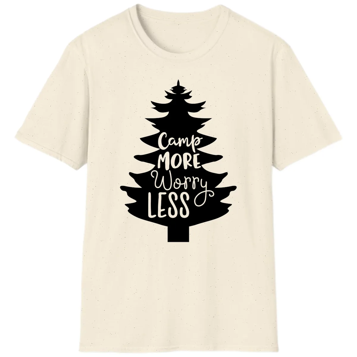 Camp More Worry Less Pine Tree T-Shirt in Natural