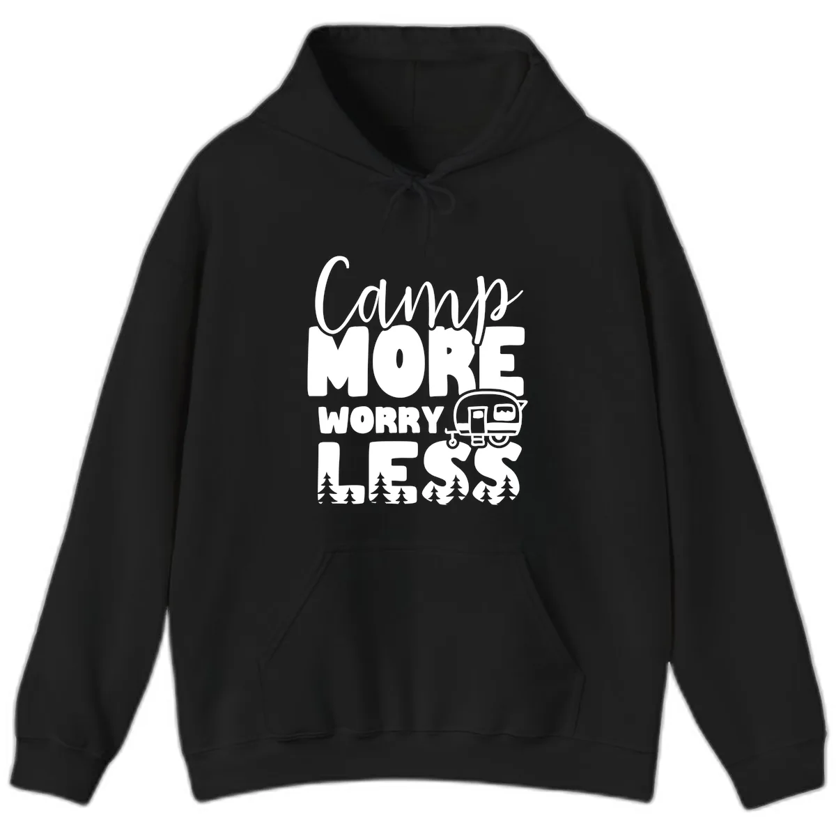 Camp More Worry Less Hoodie in Black