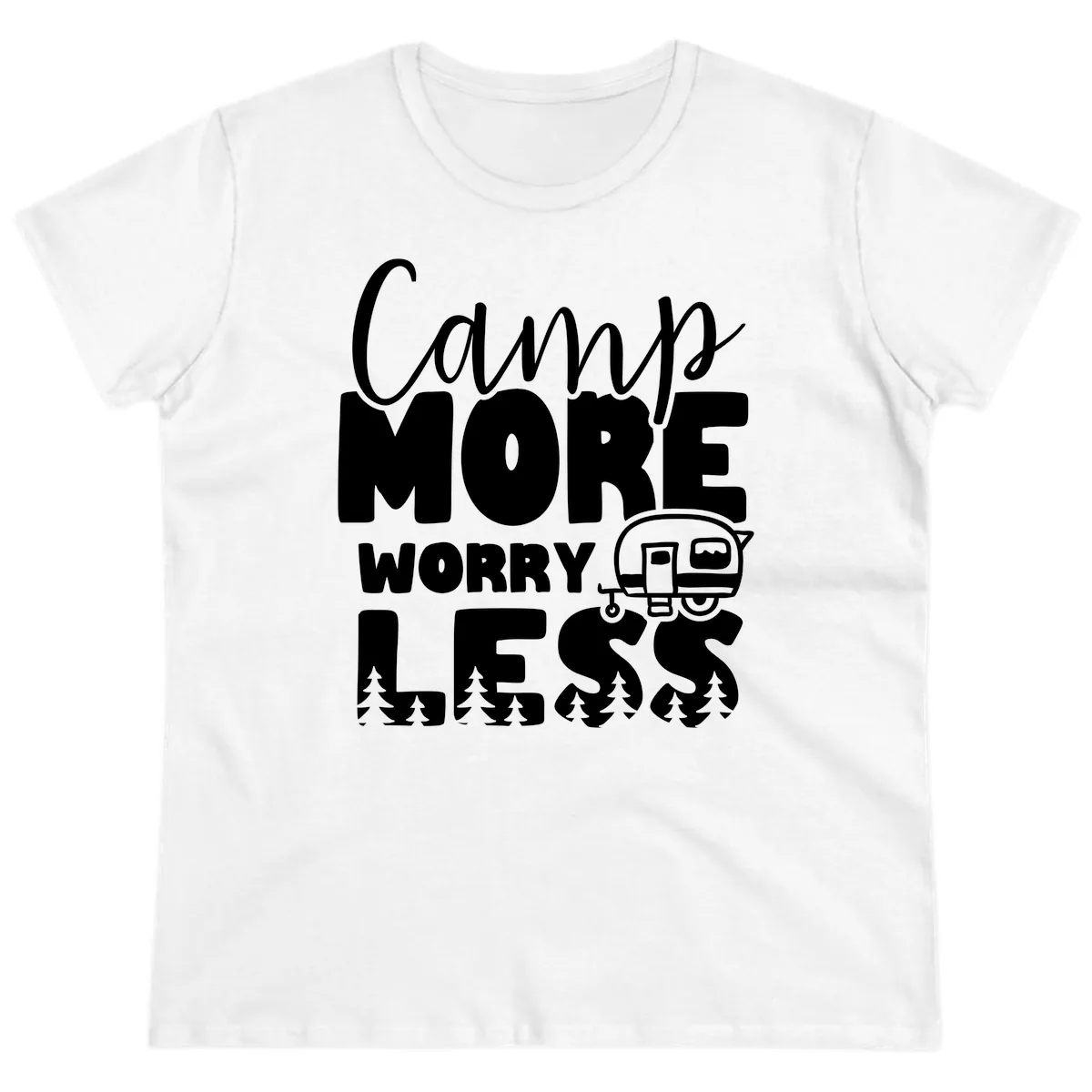 Camp More Worry Less Ladies Tee in White