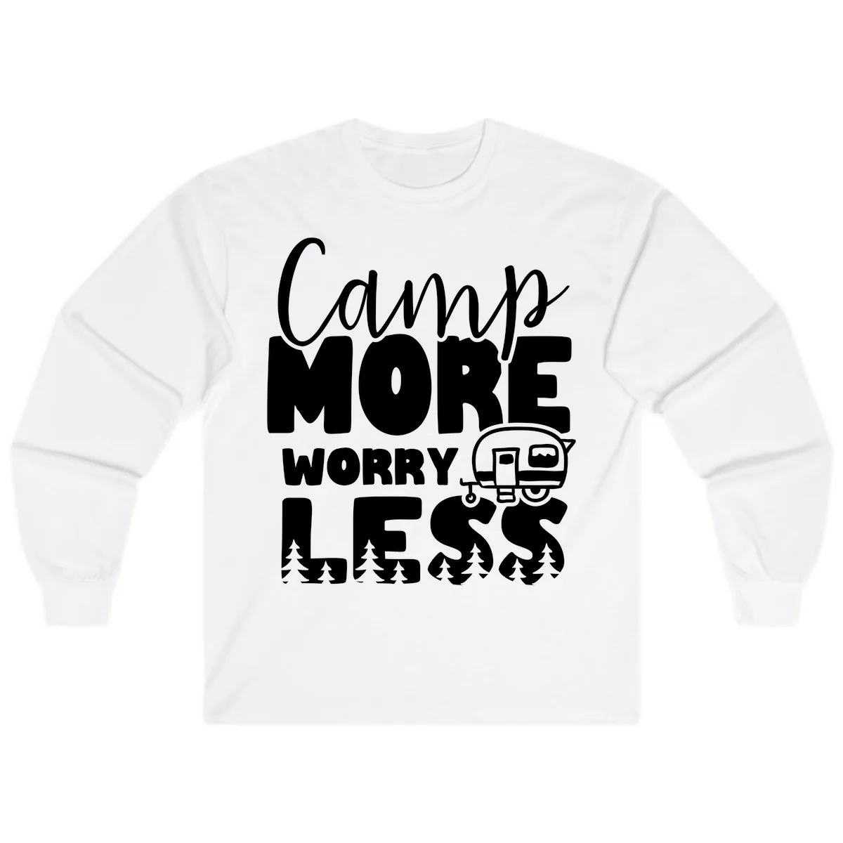 Camp More Worry Less Long Sleeve in White