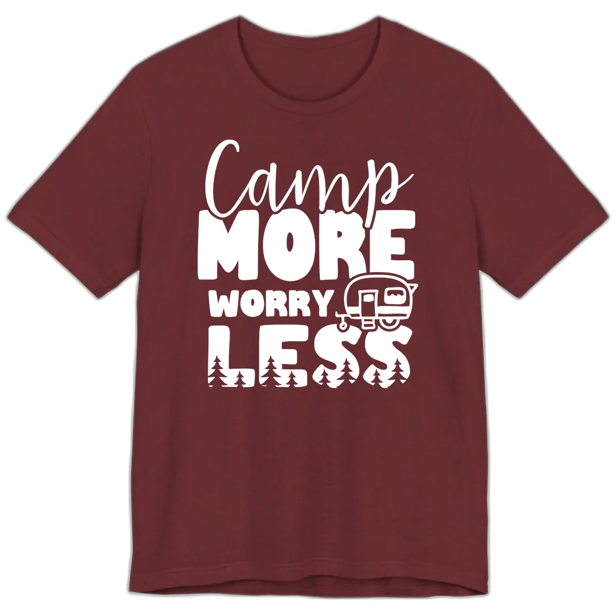 Camp More Worry Less Premium T-Shirt in Heather Cardinal