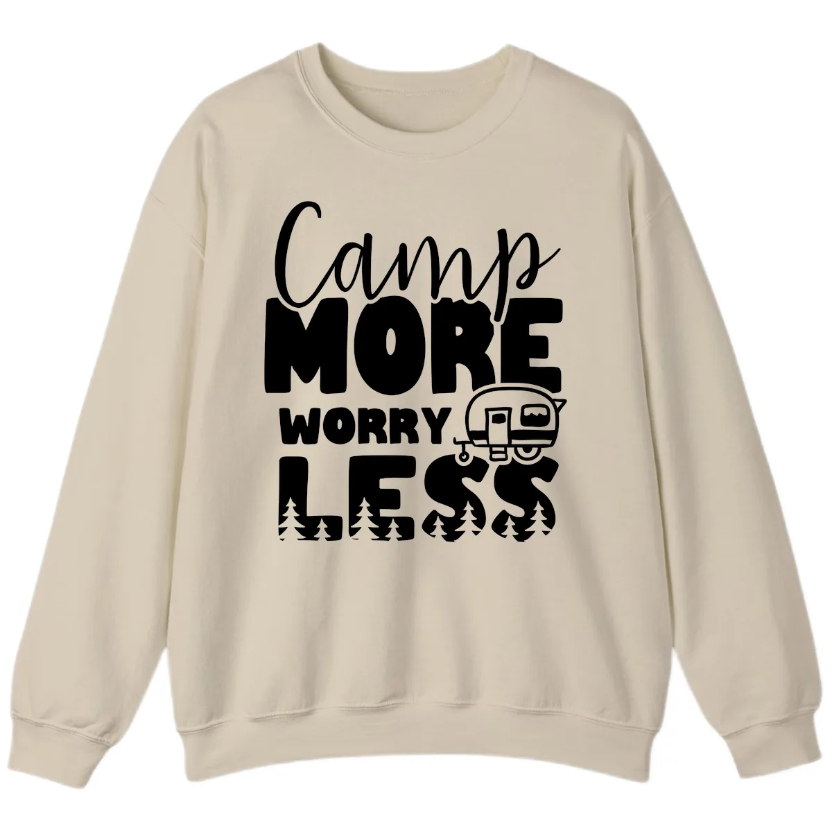 Camp More Worry Less Sweatshirt in Sand