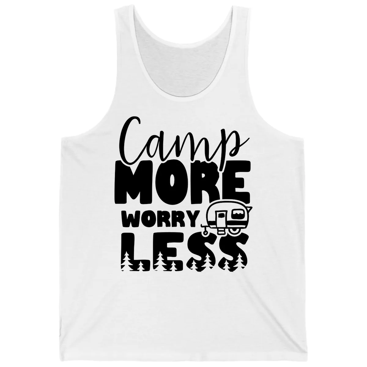 Camp More Worry Less Tank in White