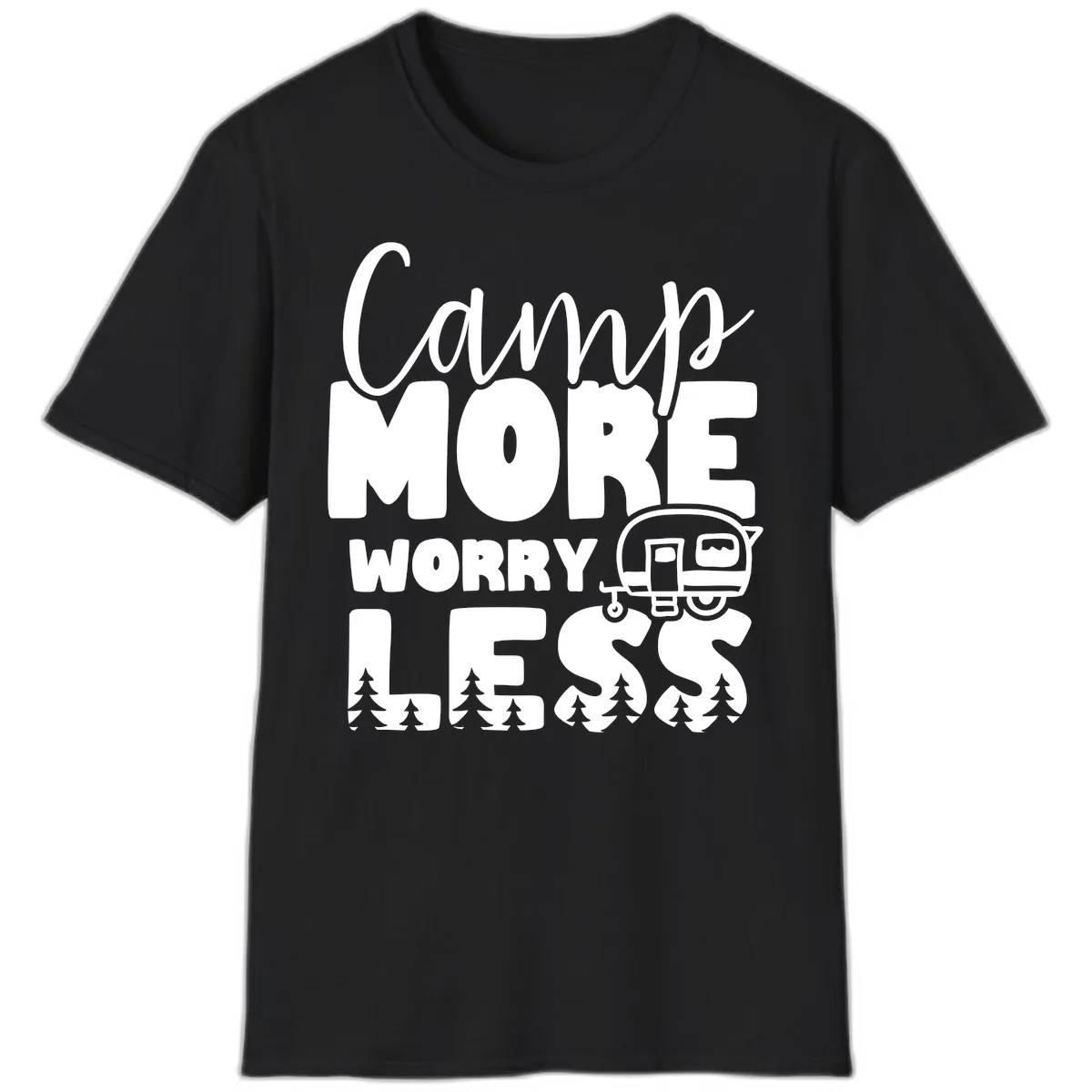 Camp More Worry Less T-Shirt in Black