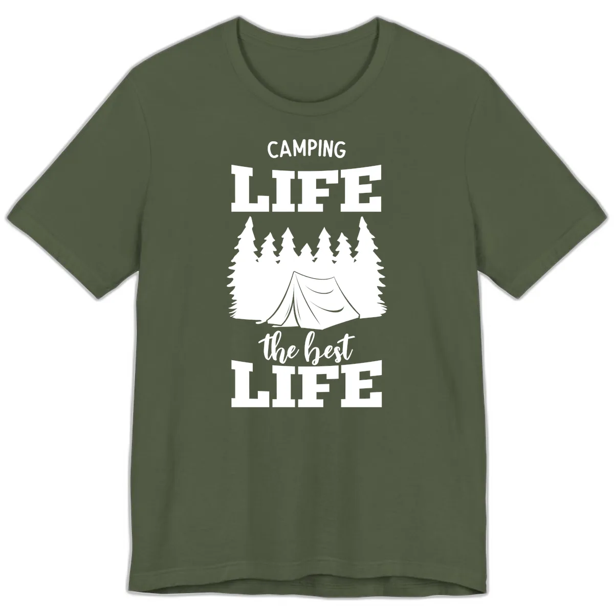Camping Life The Best Life Premium T-Shirt in Military Green