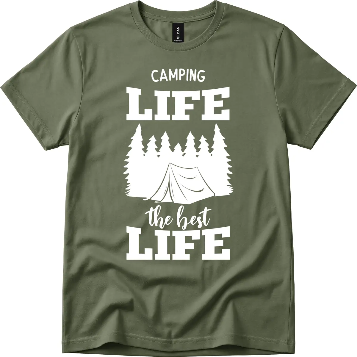 Camping Life The Best Life T-Shirt in Military Green