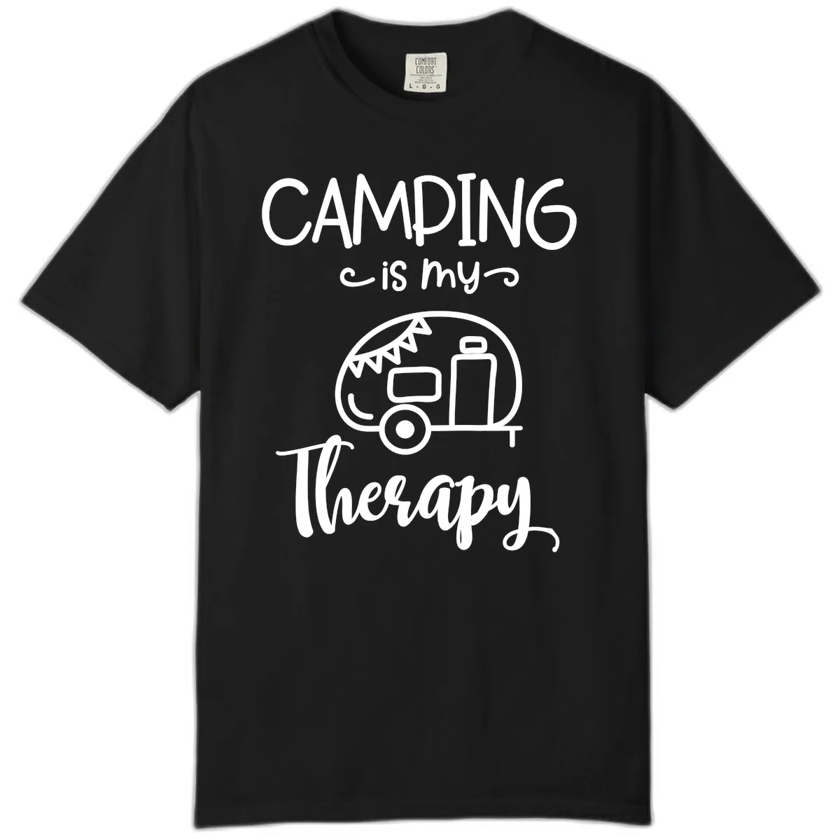 Camping Is My Therapy Comfort Color in Black