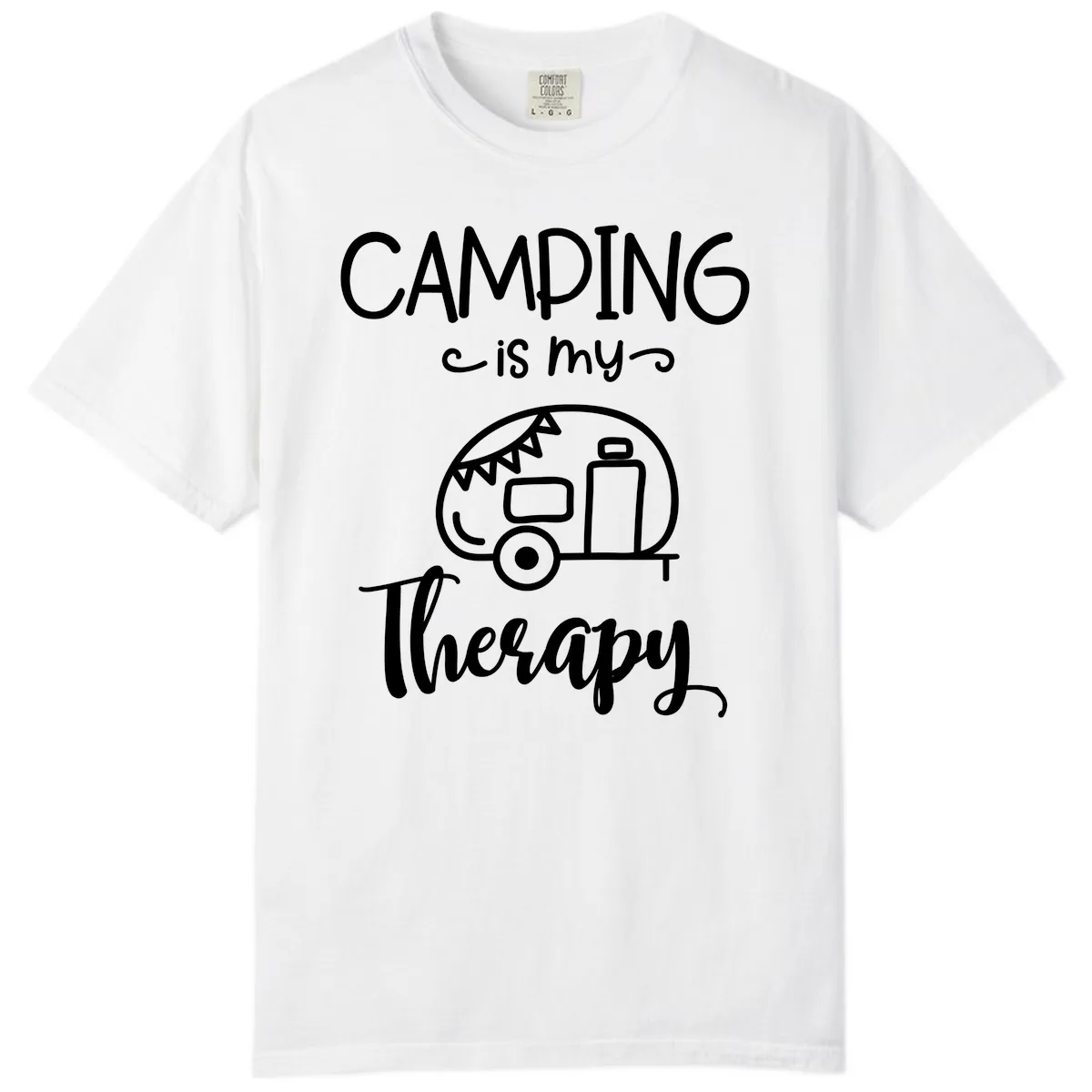 Camping Is My Therapy Comfort Color in White