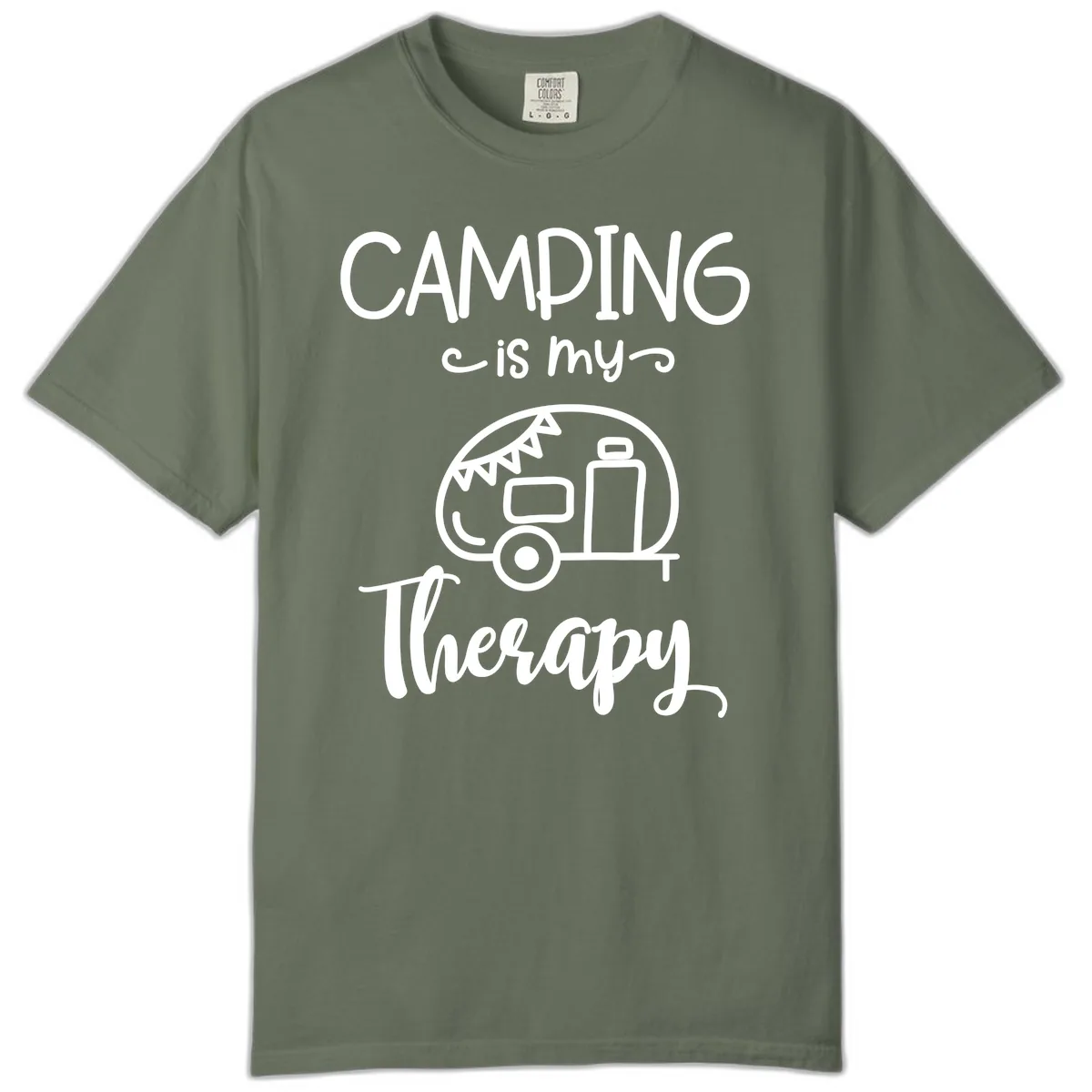 Camping Is My Therapy Comfort Color in Moss