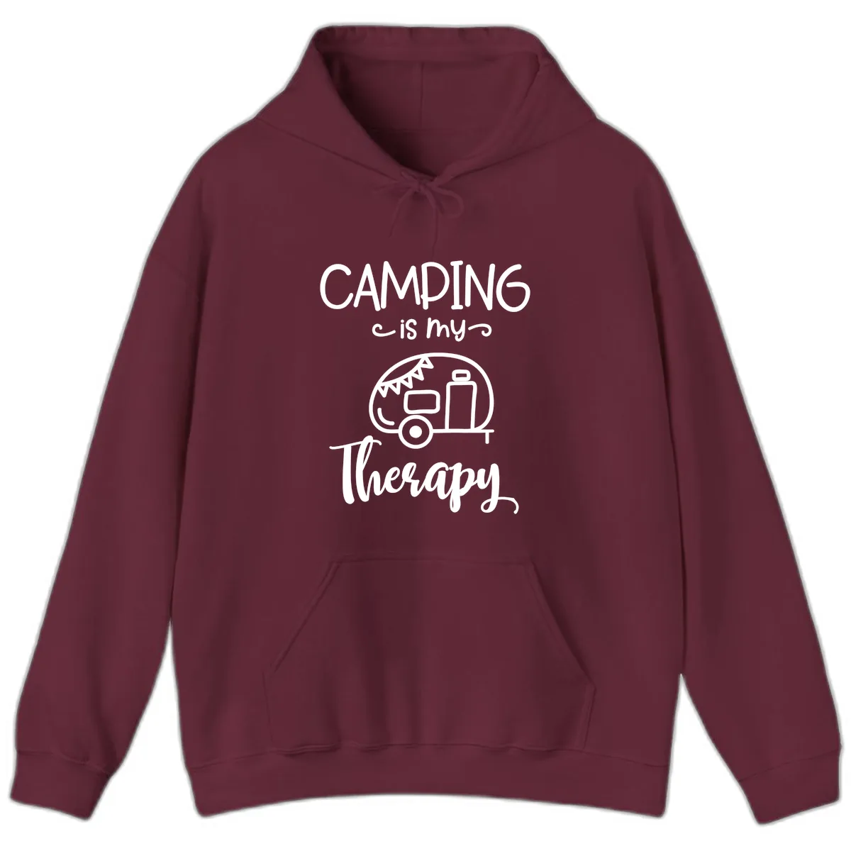 Camping Is My Therapy Hoodie in Maroon