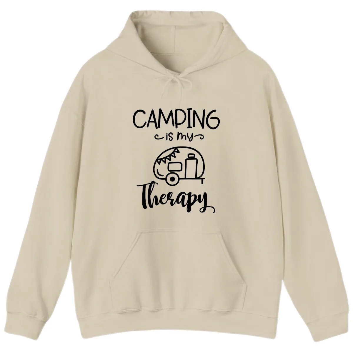 Camping Is My Therapy Hoodie in Sand