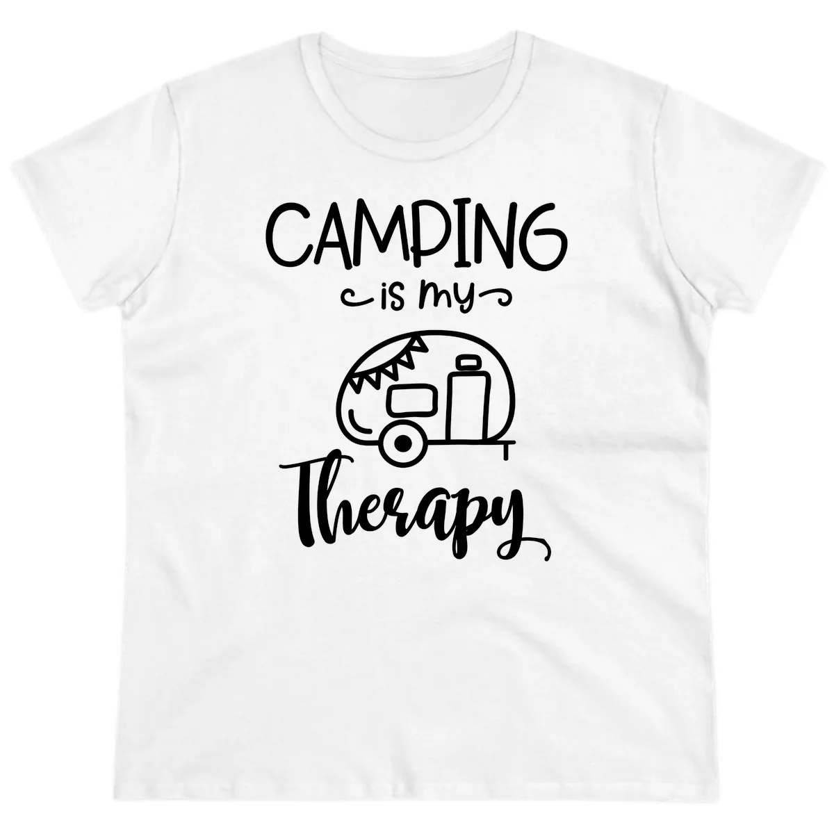 Camping Is My Therapy Ladies Tee in White