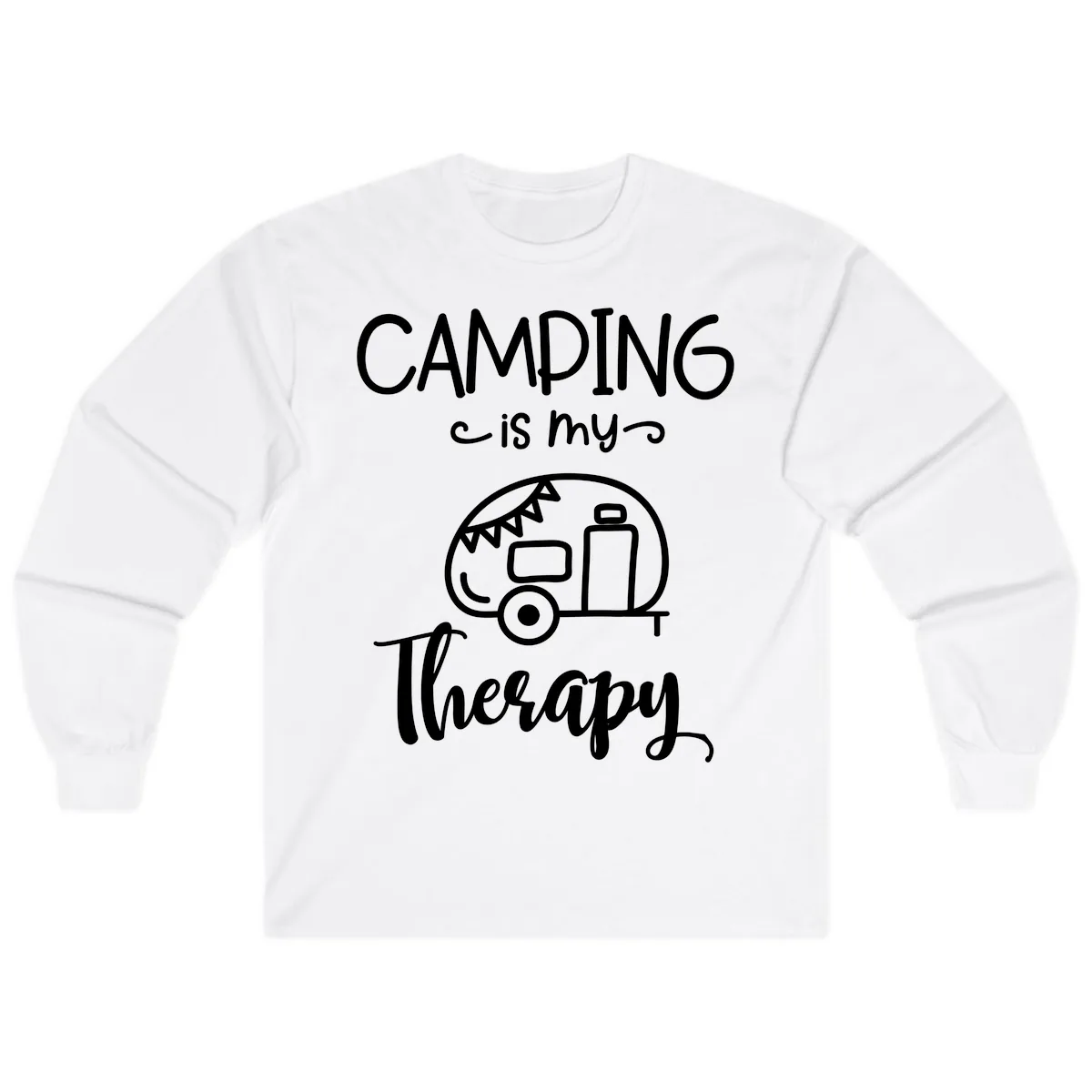 Camping Is My Therapy Long Sleeve in White