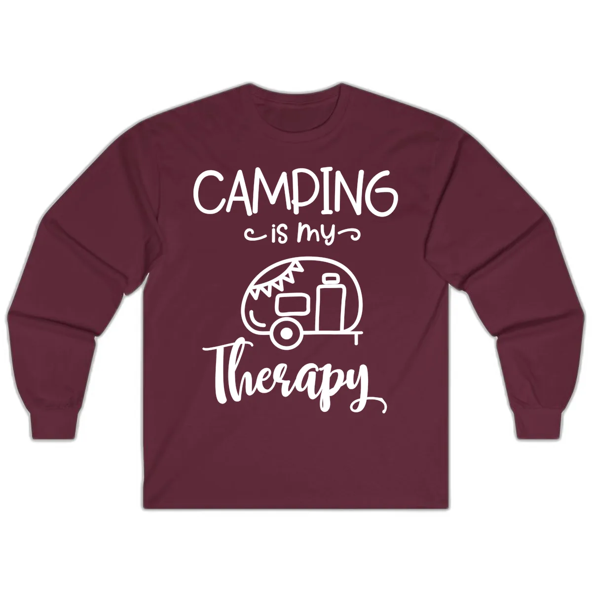 Camping Is My Therapy Long Sleeve in Maroon