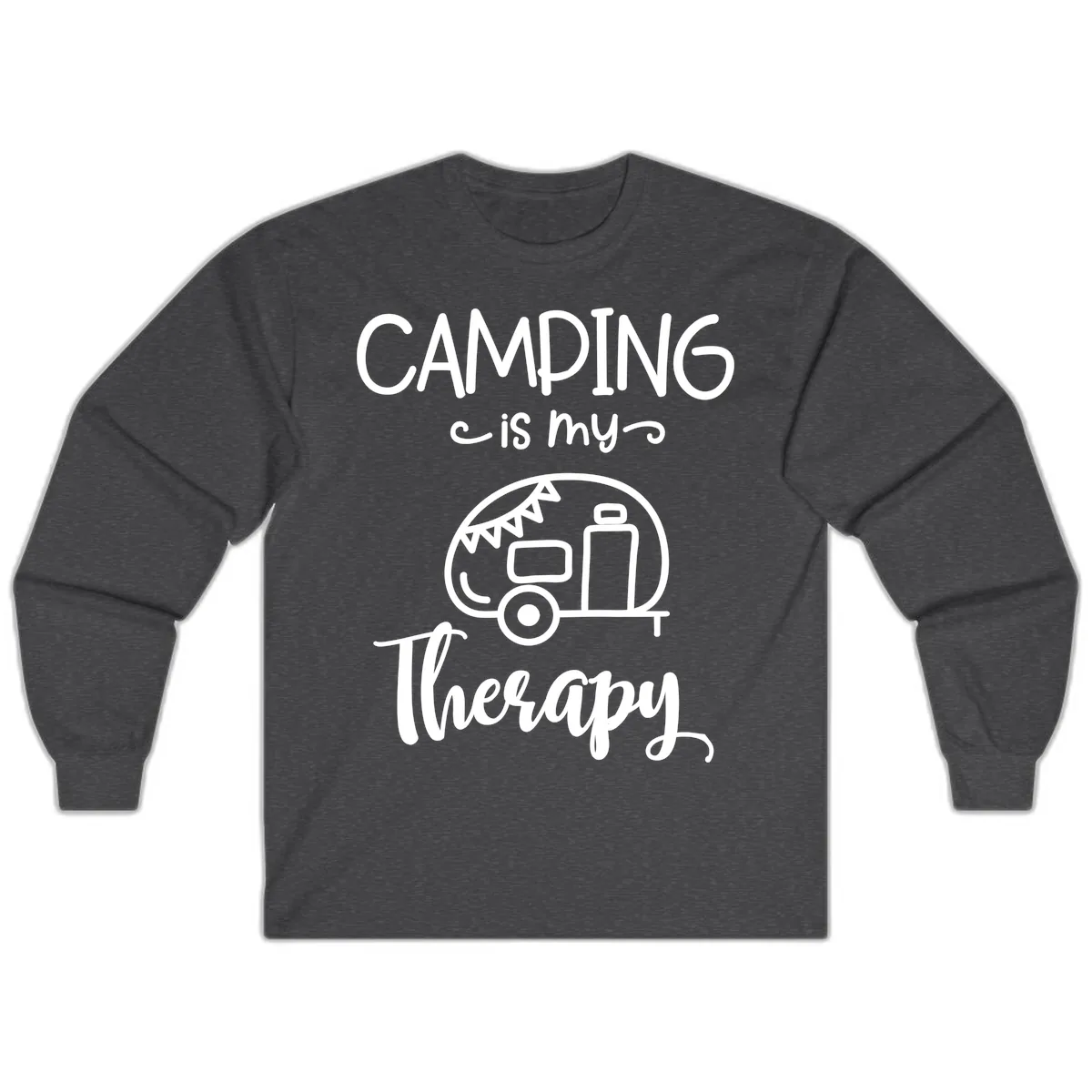 Camping Is My Therapy Long Sleeve in Dark Heather