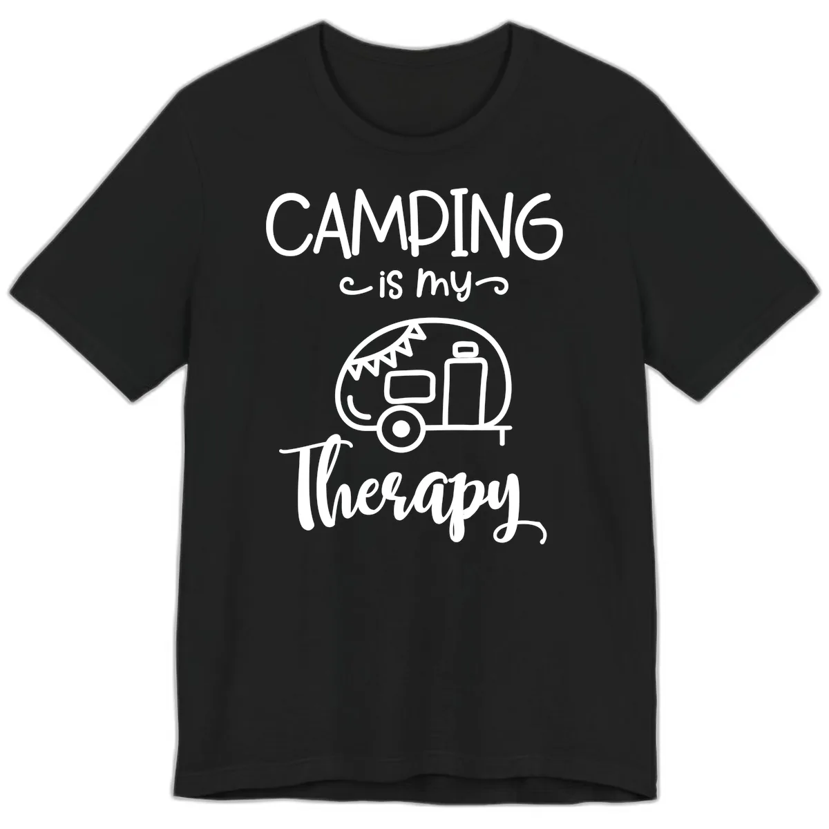 Camping Is My Therapy Premium T-Shirt in Black