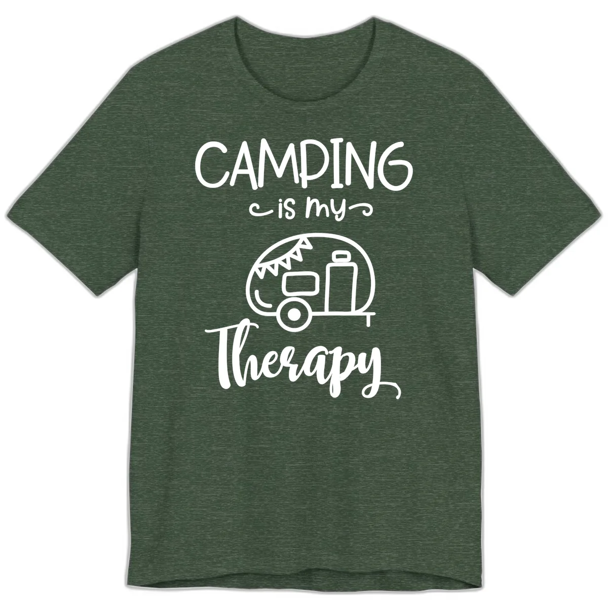 Camping Is My Therapy Premium T-Shirt in Heather Forest