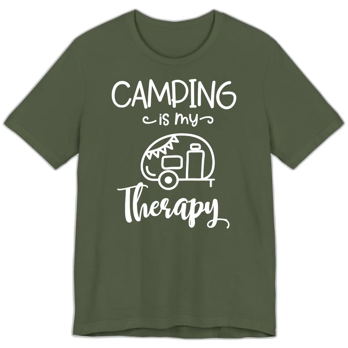 Camping Is My Therapy Premium T-Shirt in Military Green