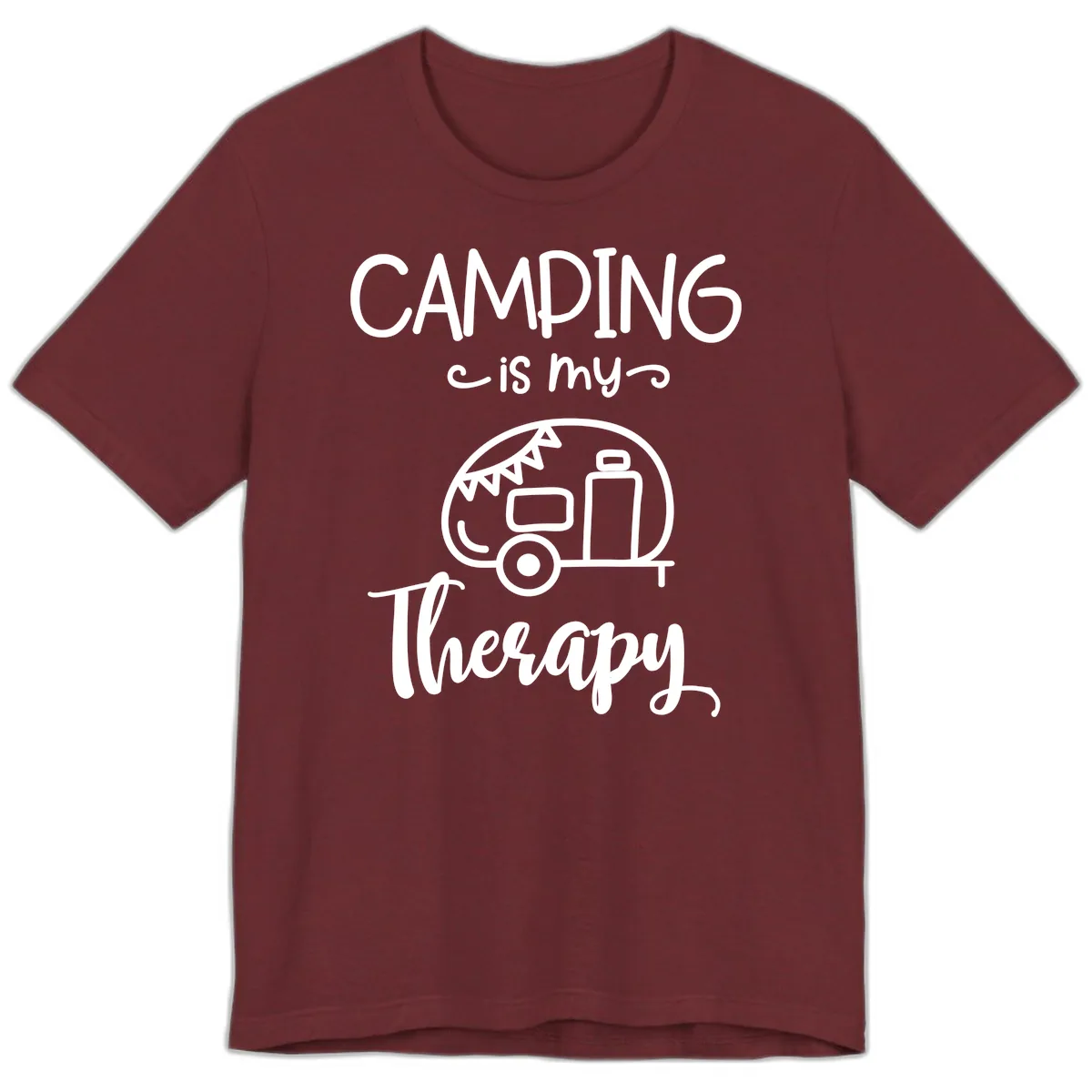 Camping Is My Therapy Premium T-Shirt in Heather Cardinal