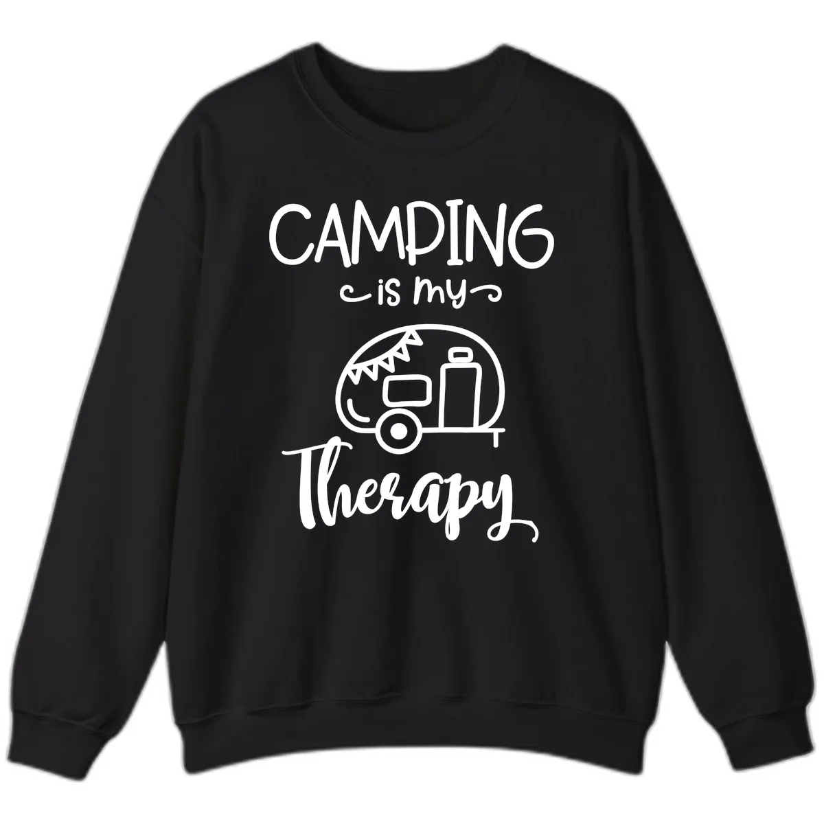 Camping Is My Therapy Sweatshirt in Black