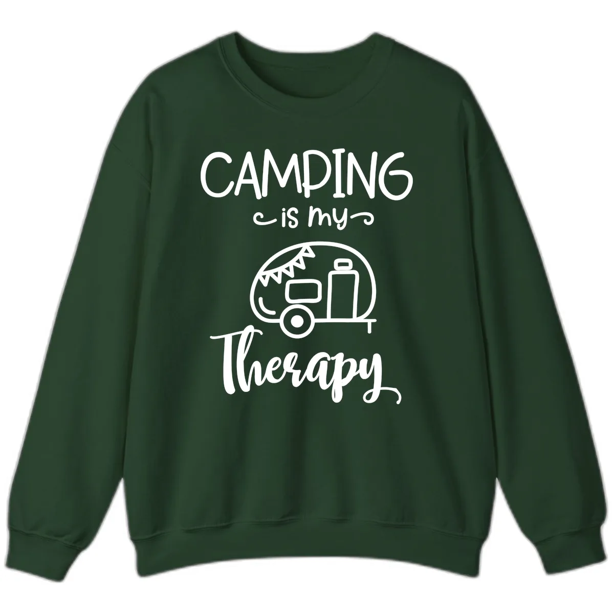 Camping Is My Therapy Sweatshirt in Forest Green