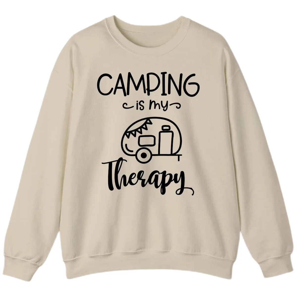 Camping Is My Therapy Sweatshirt in Sand