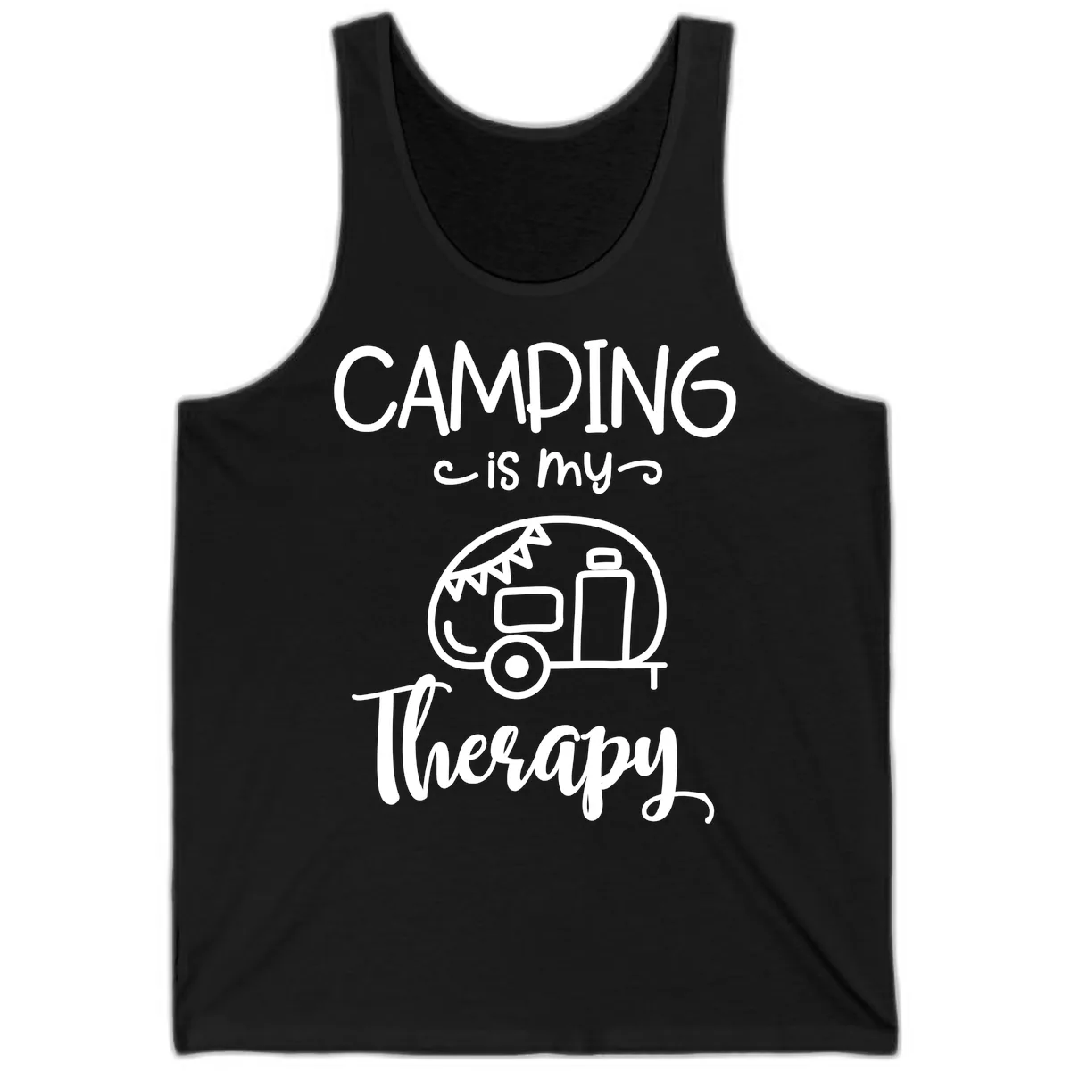 Camping Is My Therapy Tank in Black