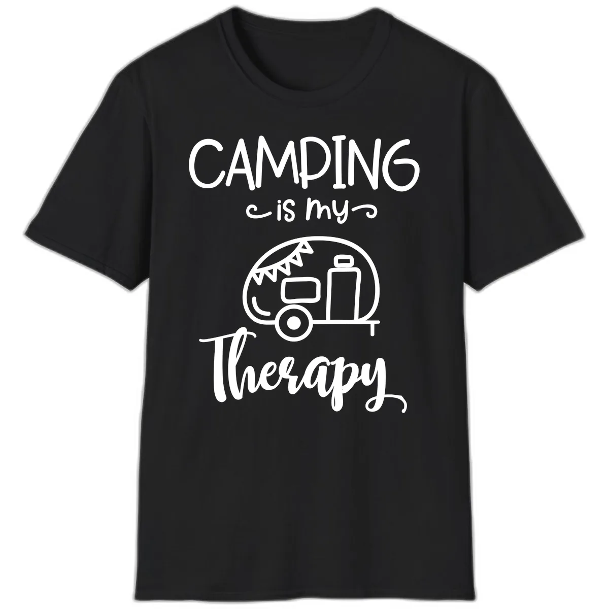 Camping Is My Therapy T-Shirt in Black