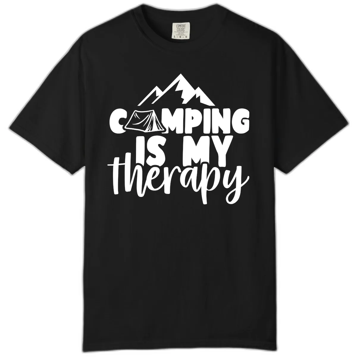 Camping Is My Therapy Comfort Color in Black