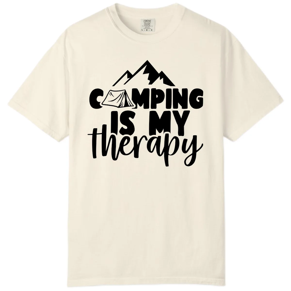 Camping Is My Therapy Comfort Color in Ivory
